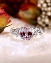 DAPHNE Nature Inspired Oval Cut Alexandrite Leaf Engagement Ring